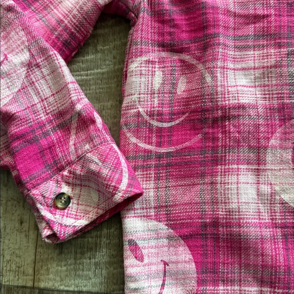 JUSTICE Pink Plaid Button Down Shirt- size 10